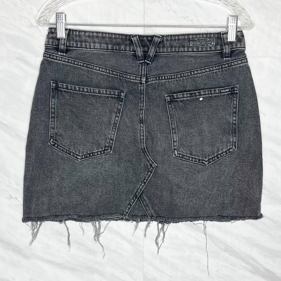 Volcom High Rise Denim Distressed Mini Skirt M/12 - Picture 3 of 3
